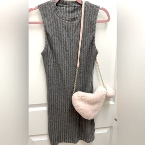 Gray Ribbed Bodycon Dress- Size M